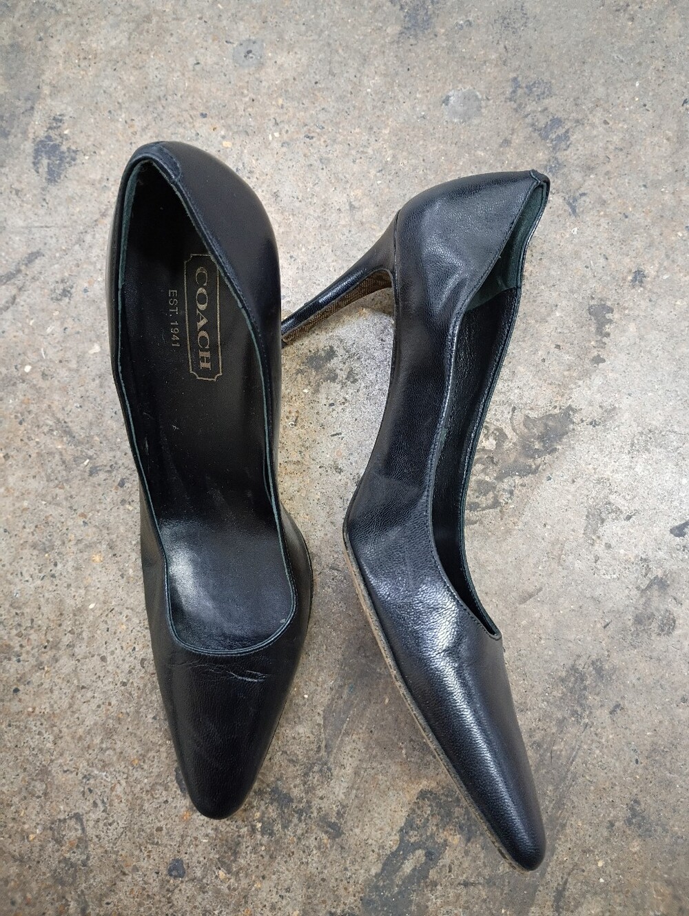 Coach Black Leather Pointed-Toe Stiletto Pumps
